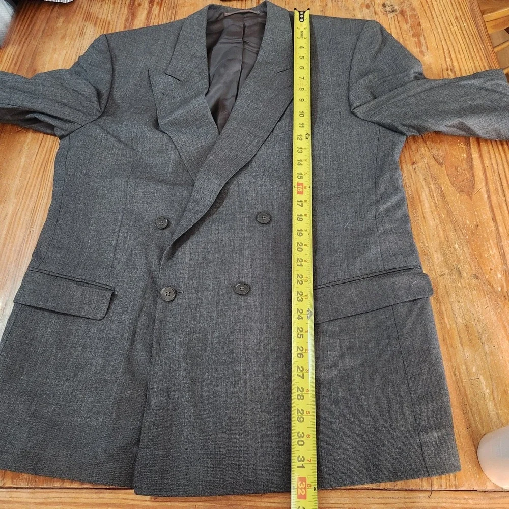 Bleiche Switzerland John Edward Mens Double Breasted Wool Suit 44R Pleats Cuffed